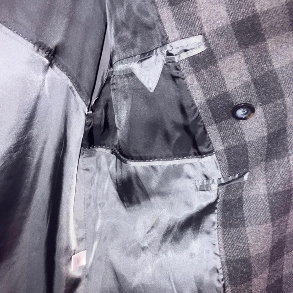 Calvin Klein Black and Gray Plaid Pea Coat - Picture 8 of 8